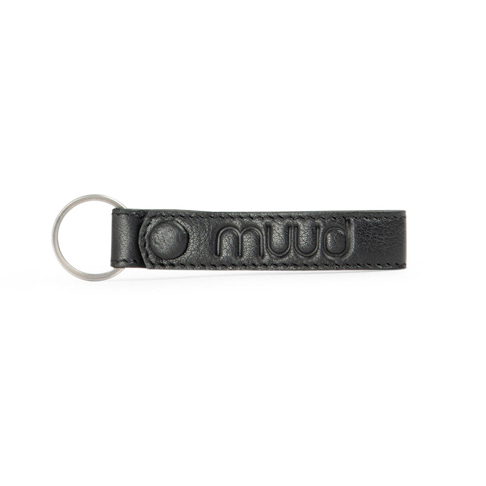MUUD Dex Black - Handgemaakt leren sleutelhanger 10x2cm