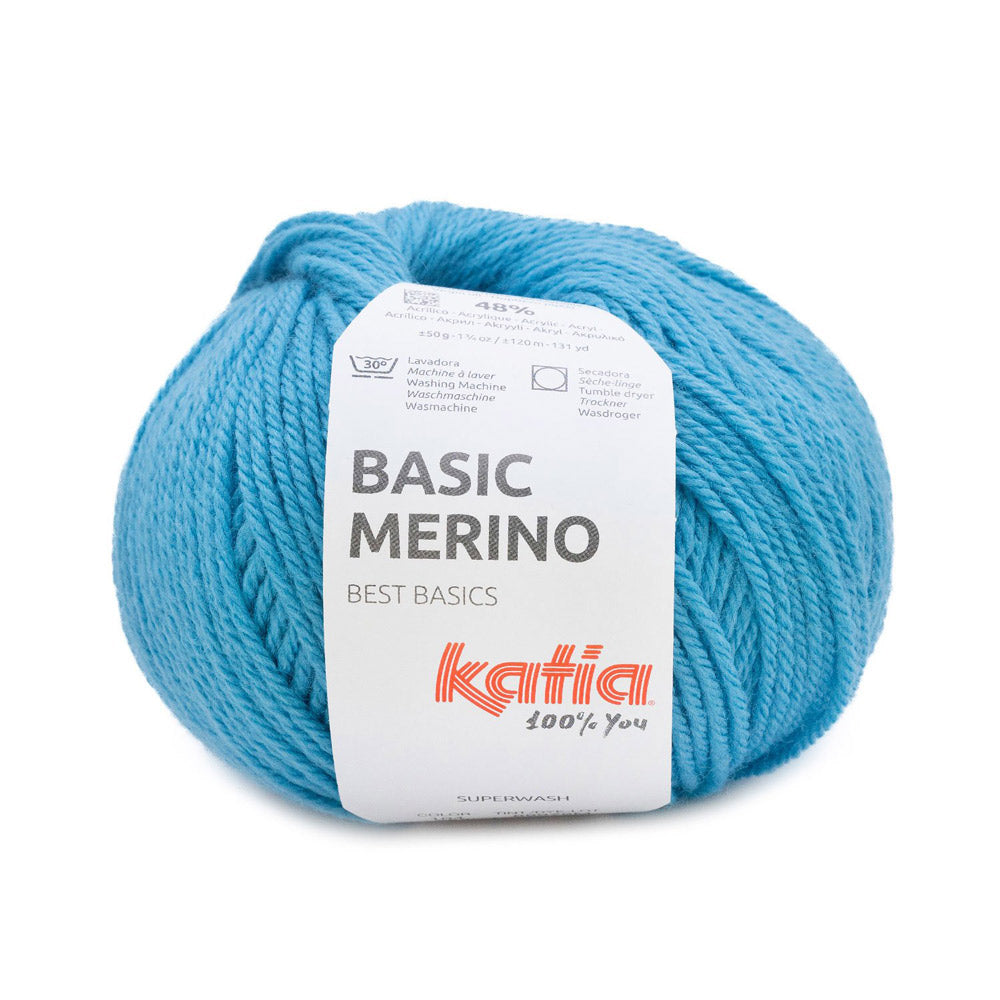 Katia Basic Merino 104 Blauw Cyaan