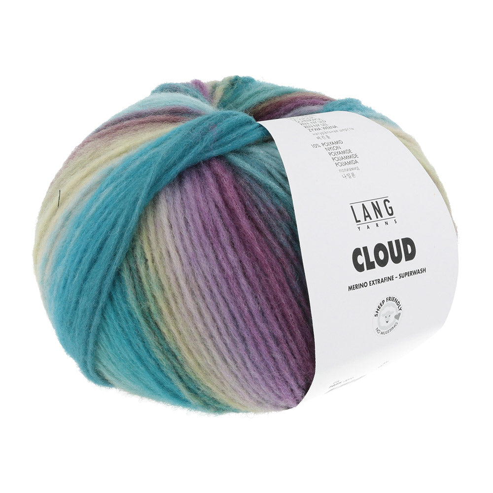 Lang Yarns Cloud 0019 Petrol/Turquoise/Paars/Lichtgroen - bol garen van opzij
