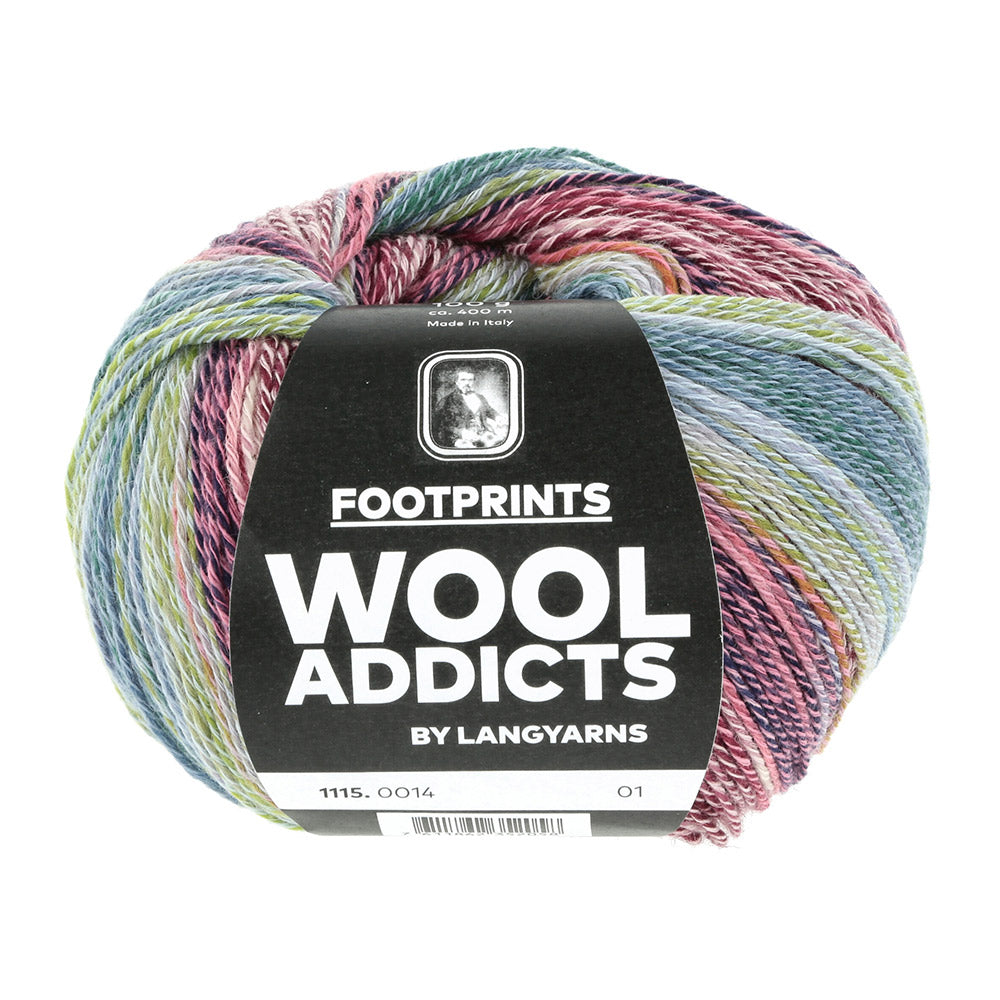 Lang Yarns Footprints 0014 Blauw/Bordeaux/Roze