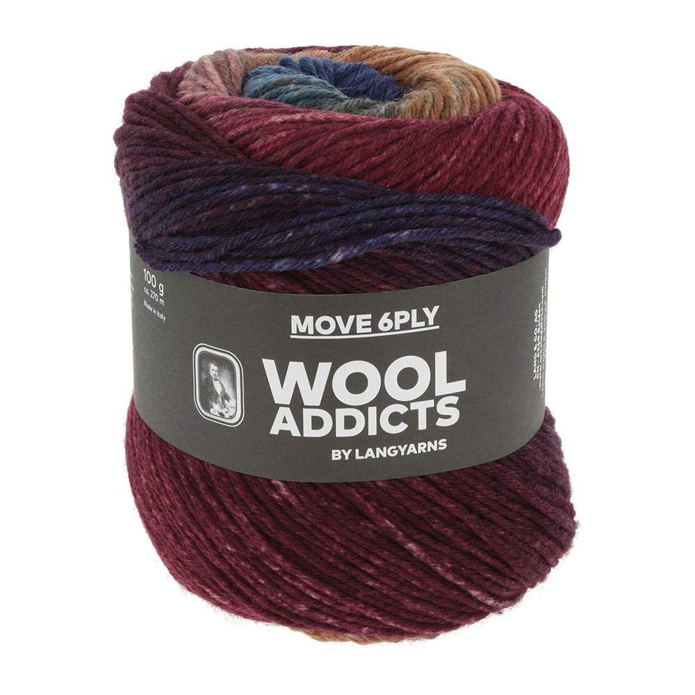 Lang Yarns Move 6-Fach 0001 Wijn/Cognac/Blauw