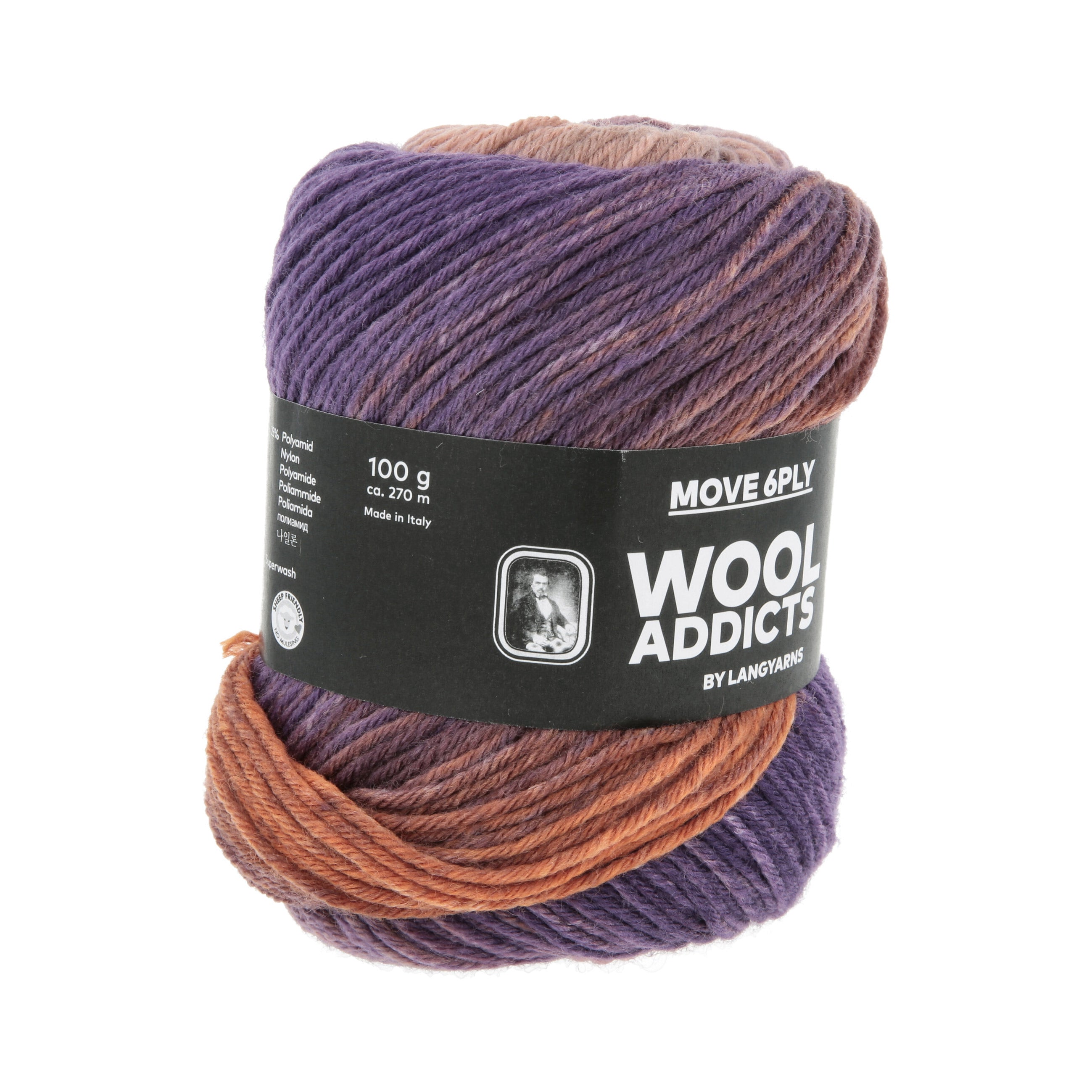 Lang Yarns Move 6-Fach/6-Ply 0012 Koningspaars/Oranje/Zand - bol garen van opzij