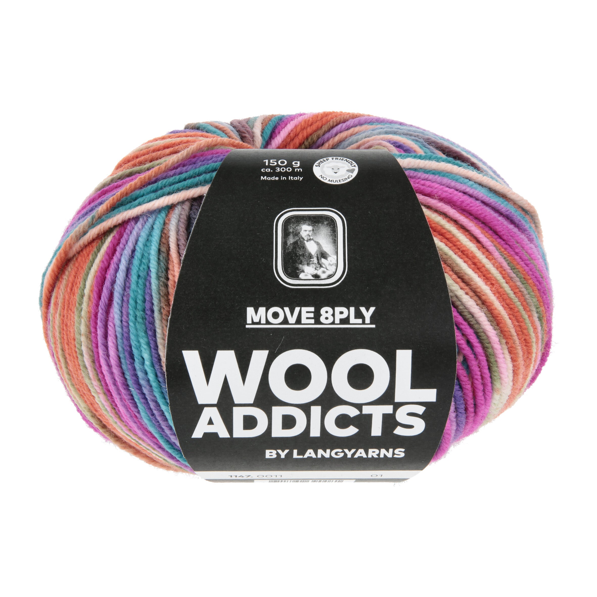 Lang Yarns Move 8-Fach/8-Ply 0011 Paars/Olijf/Oranje/Roze Inkt