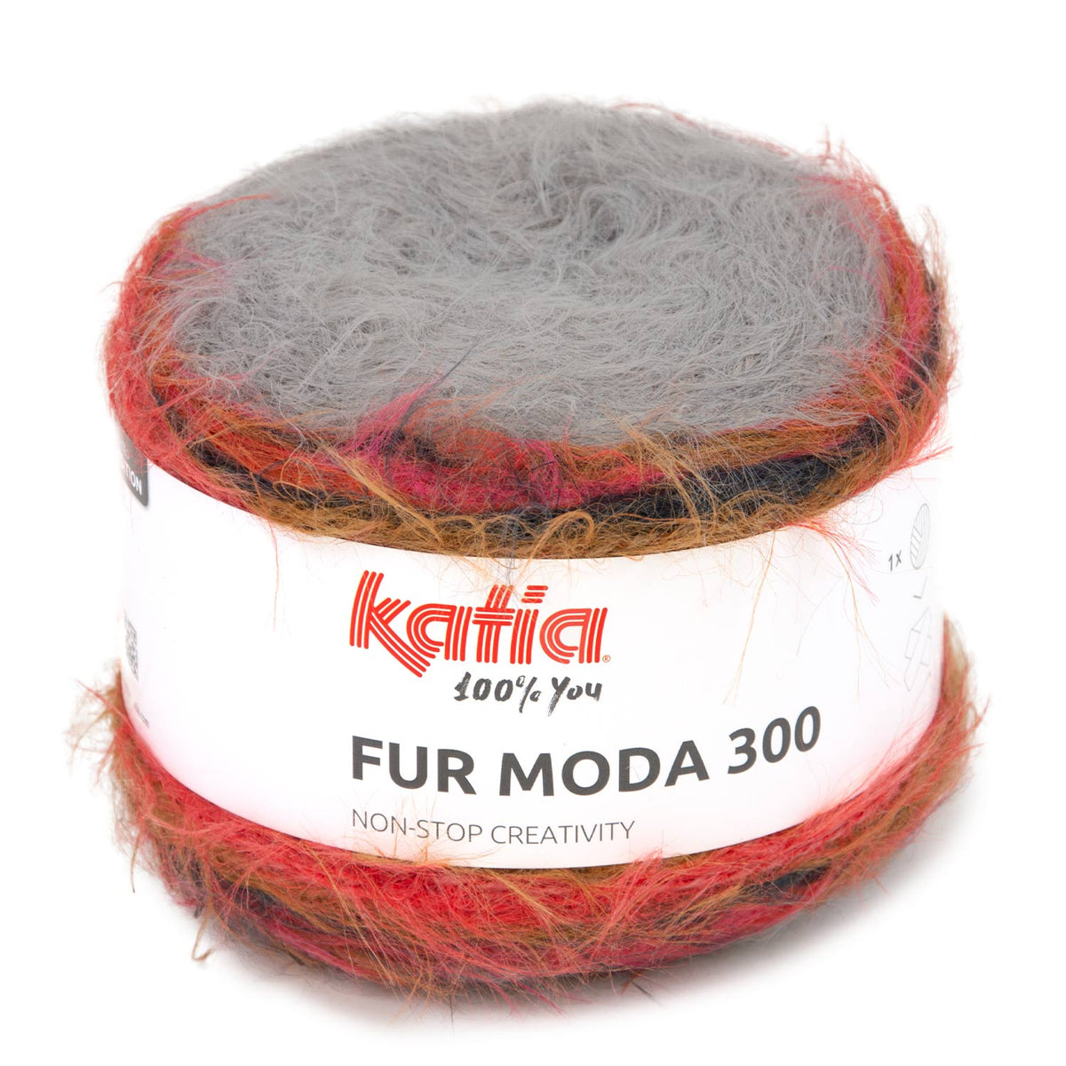 Katia Fur Moda 300 305 Grijs-Rood-Camel - bol garen in kleur 305 Grijs-Rood-Camel