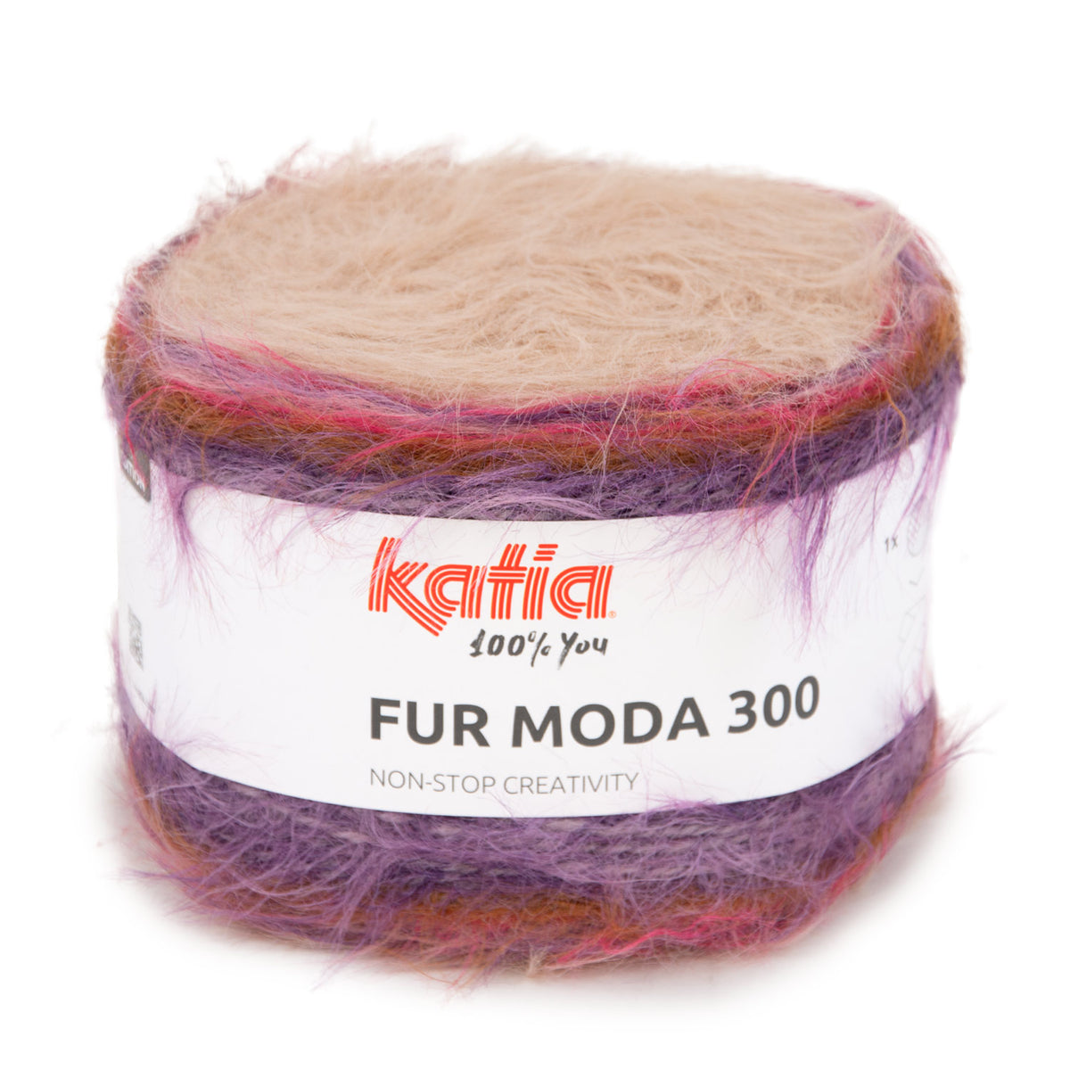 Katia Fur Moda 300 306 Beige-Kauwgom roze-Lila - bol garen in kleur 306 Beige-Kauwgom roze-Lila