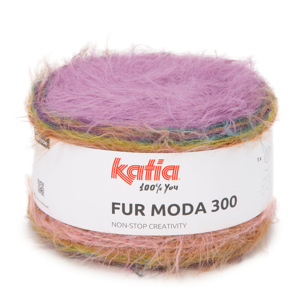 Katia Fur Moda 300 309 Mauvé-Lila-Groen - bol garen in kleur 309 Mauvé-Lila-Groen