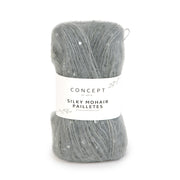 Katia Silky Mohair Paillettes 201 Grijs - bol garen in kleur Grijs