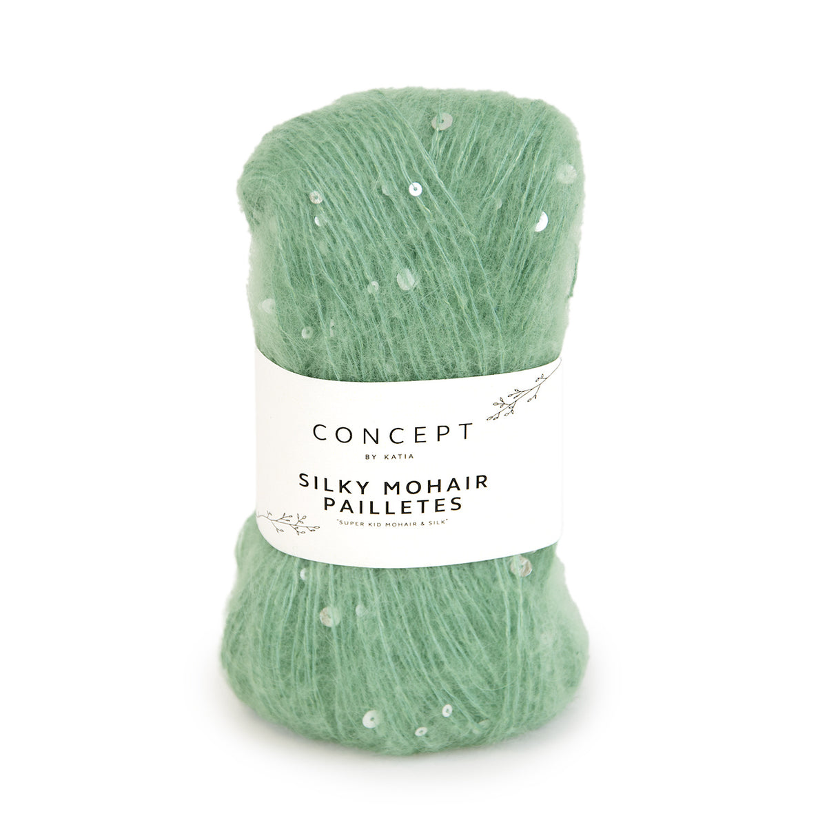 Katia Silky Mohair Paillettes 203 Mint groen - bol garen in kleur Mint groen