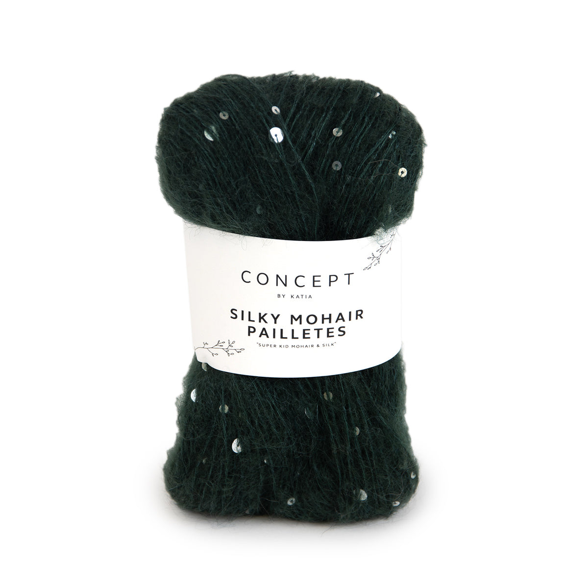 Katia Silky Mohair Paillettes 204 Fles groen - bol garen in kleur Fles groen