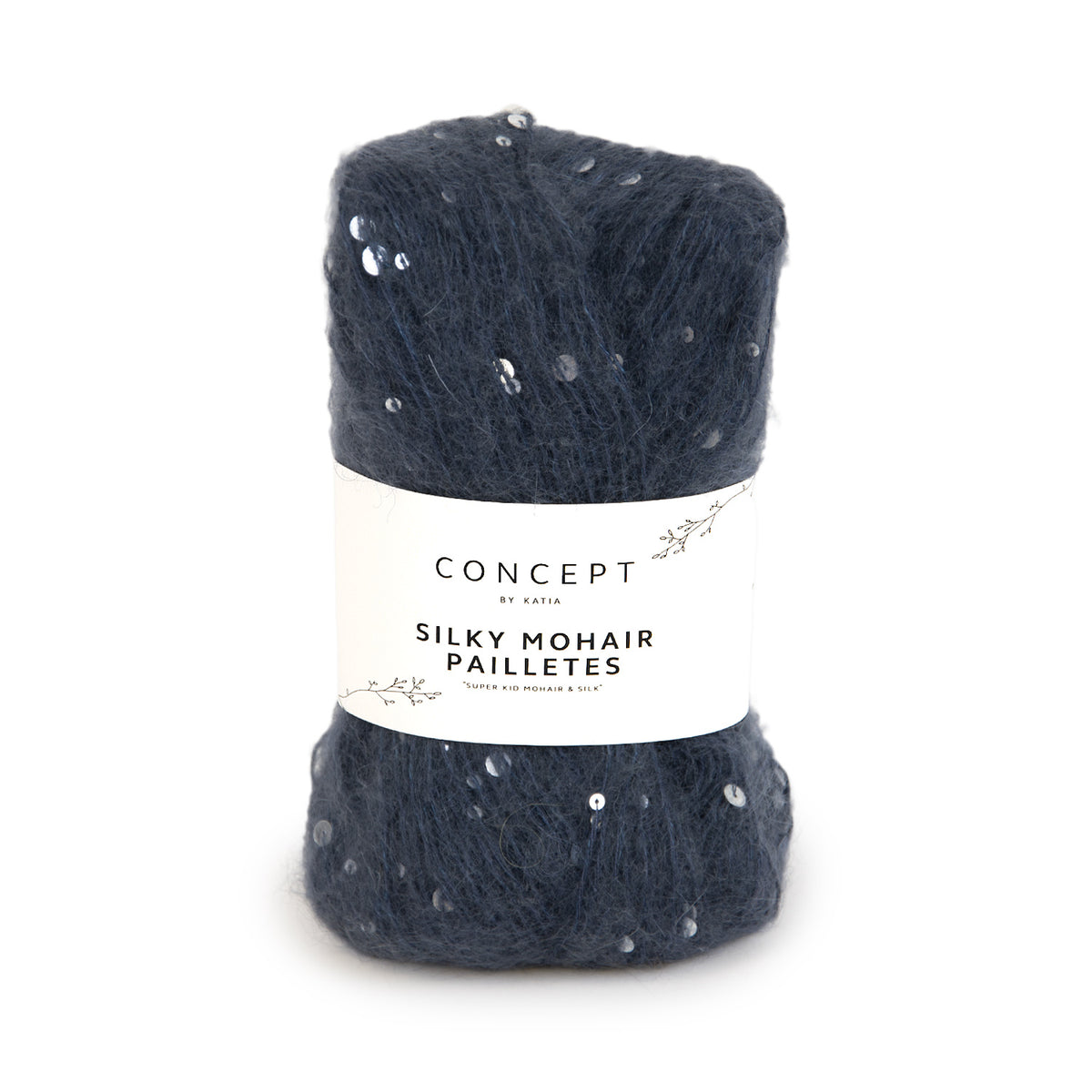 Katia Silky Mohair Paillettes 205 Donker jeans - bol garen in kleur Donker jeans