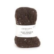 Katia Silky Mohair Paillettes 207 Chocolade bruin - bol garen in kleur Chocolade bruin