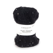 Katia Silky Mohair Paillettes 209 Zwart - bol garen in kleur Zwart