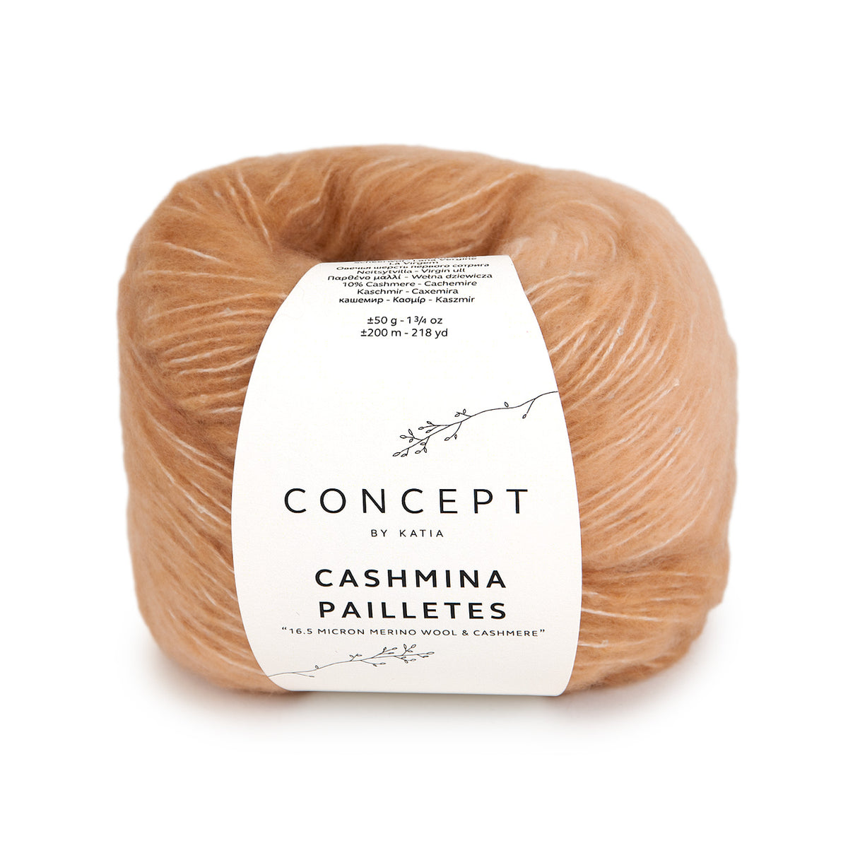 Katia Cashmina Paillettes 101 Zalm-Roest bruin - bol garen in kleur Zalm-Roest bruin