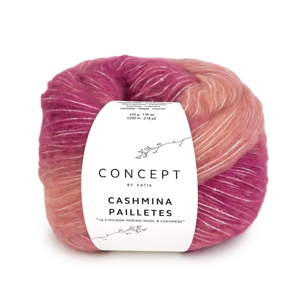 Katia Cashmina Paillettes 102 Kauwgom roze-Paars - bol garen in kleur Kauwgom roze-Paars