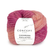 Katia Cashmina Paillettes 102 Kauwgom roze-Paars - bol garen in kleur Kauwgom roze-Paars