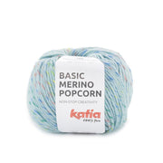 Katia Basic Merino Popcorn 205 Licht hemelsblauw-Meerkleurig