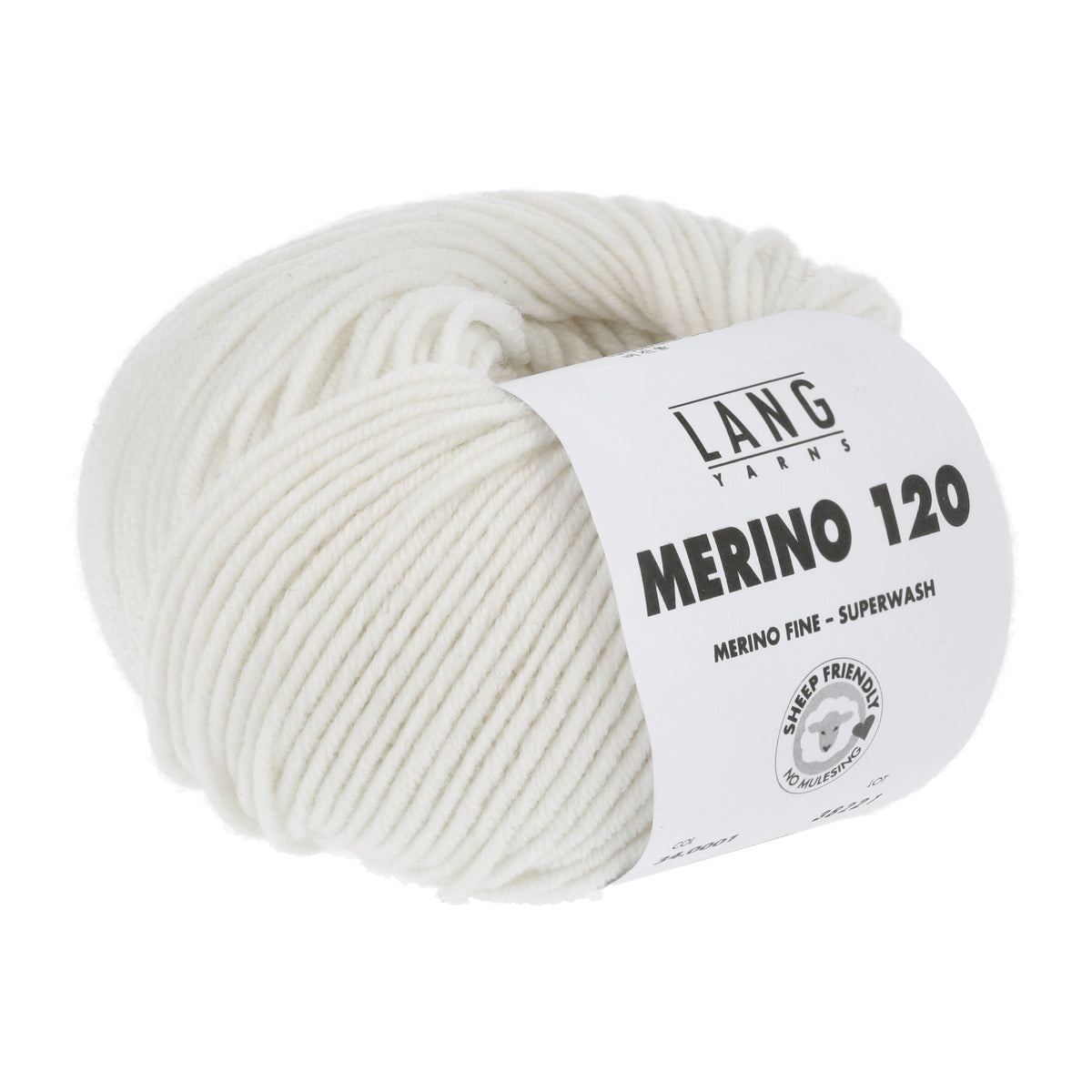 Lang Yarns Merino 120 0001 Wit - bol garen - tweede schuine aanzicht
