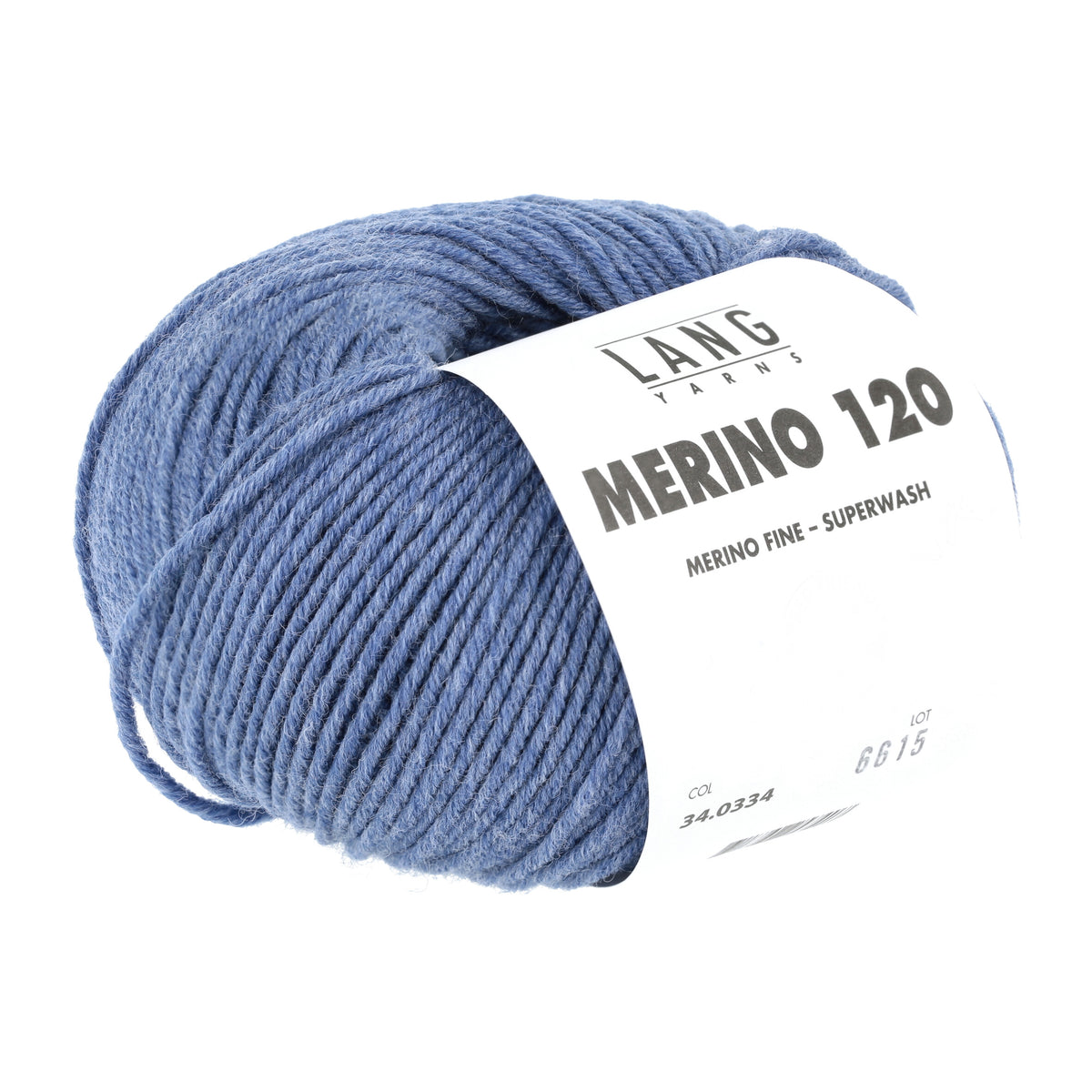 Lang Yarns Merino 120 0334 Jeans Medium Gemêleerd - bol garen - tweede schuine aanzicht
