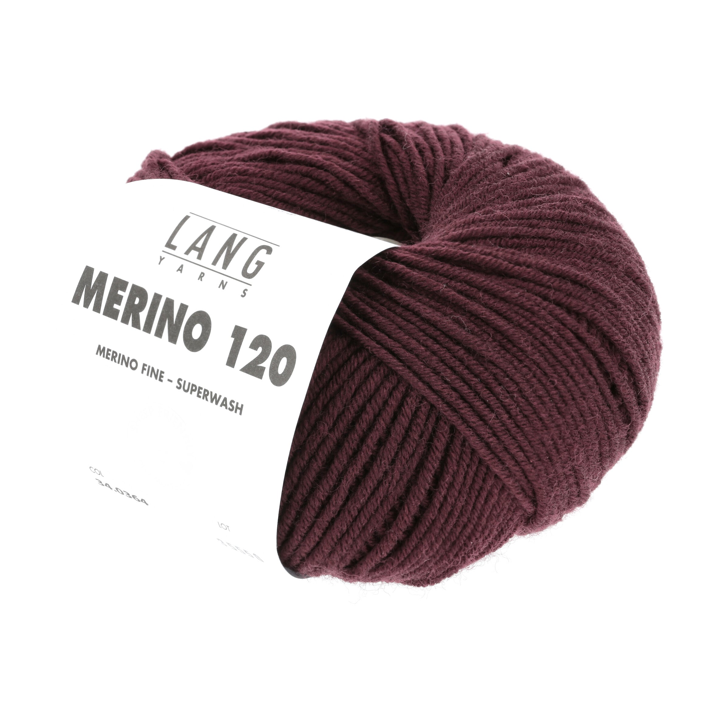 Lang Yarns Merino 120 0364 Bordeaux - bol garen - schuin van voren