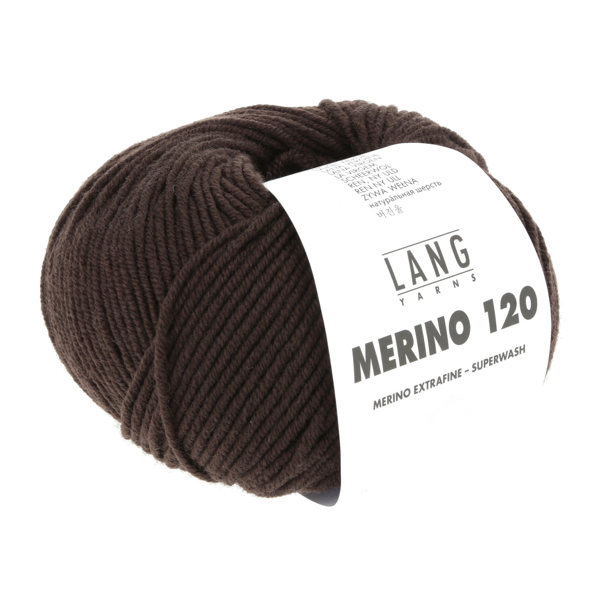 Lang Yarns Merino 120 0468 Donker Bruin - bol garen - tweede schuine aanzicht