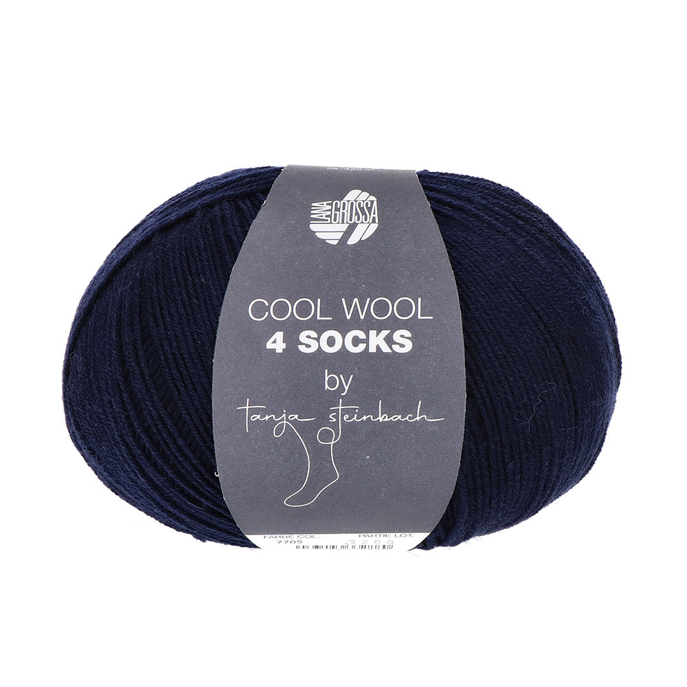 Lana Grossa Cool Wool 4 Socks Uni 7705 Nachtblauw