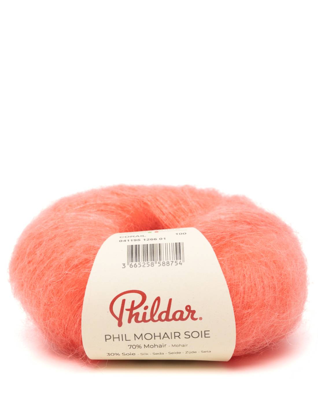 Phil Mohair Soie 1266 Koraal - bol mohair en zijde garen in Koraal
