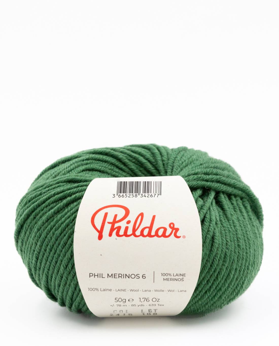 Phildar Phil Merinos 6 2415 Forest Green - bol 100% merinowol in kleur Forest Green