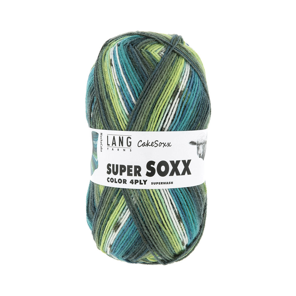 Lang Yarns Super Soxx Color 4-Fach 0541 Groen/Benzine 1149 Machataart