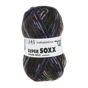 Lang Yarns Super Soxx Color 4-Fach 572 Donkerolijf/Zwart 1154 Shetland - bol sokkengaren met wikkel