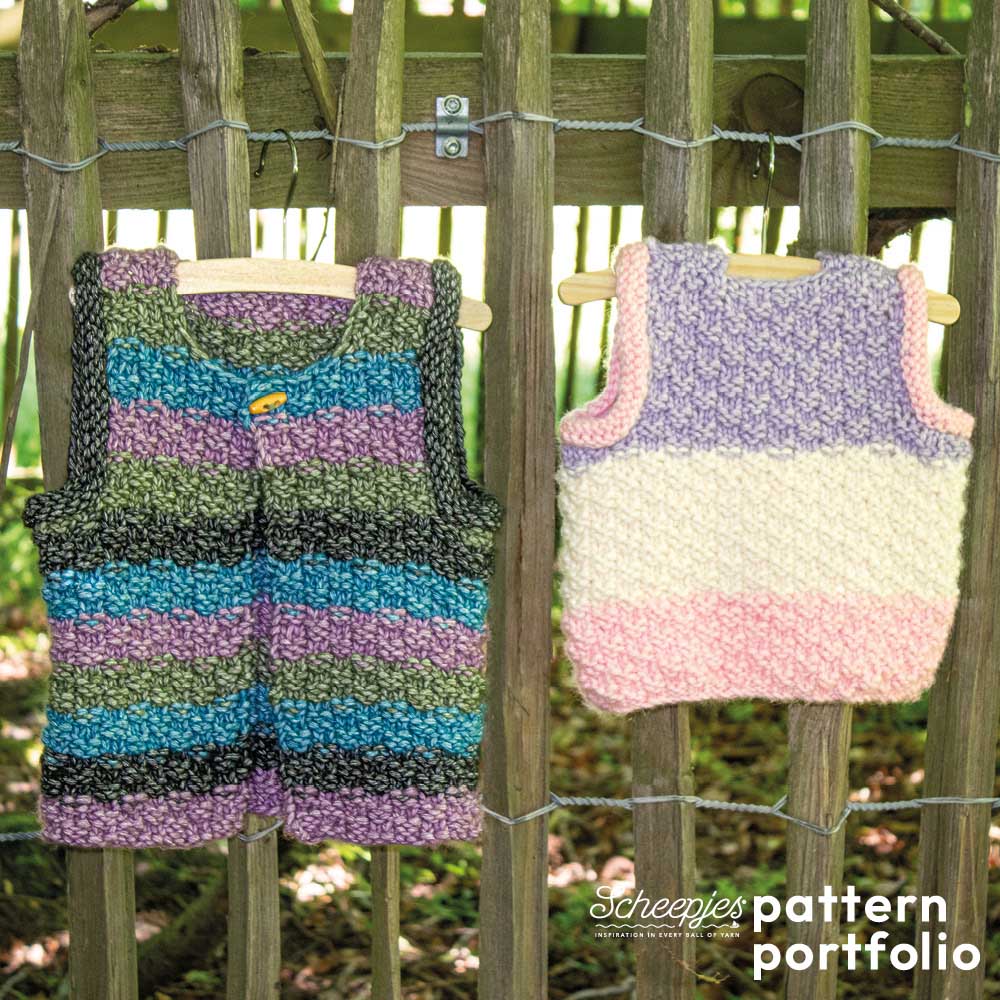 Scheepjes Pattern Portfolio Stone Washed XXL EN - twee gebreide Spencer tops in verschillende kleuren