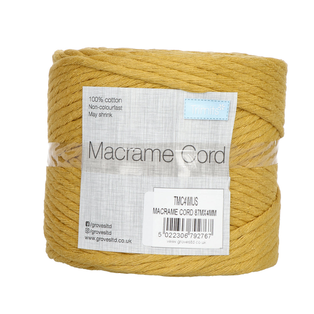 Trimits Macramé Cord Cotton 87m x 4mm 05 Mustard