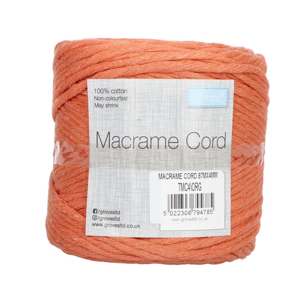 Trimits Macramé Cord Cotton 87m x 4mm 09 Burnt Orange