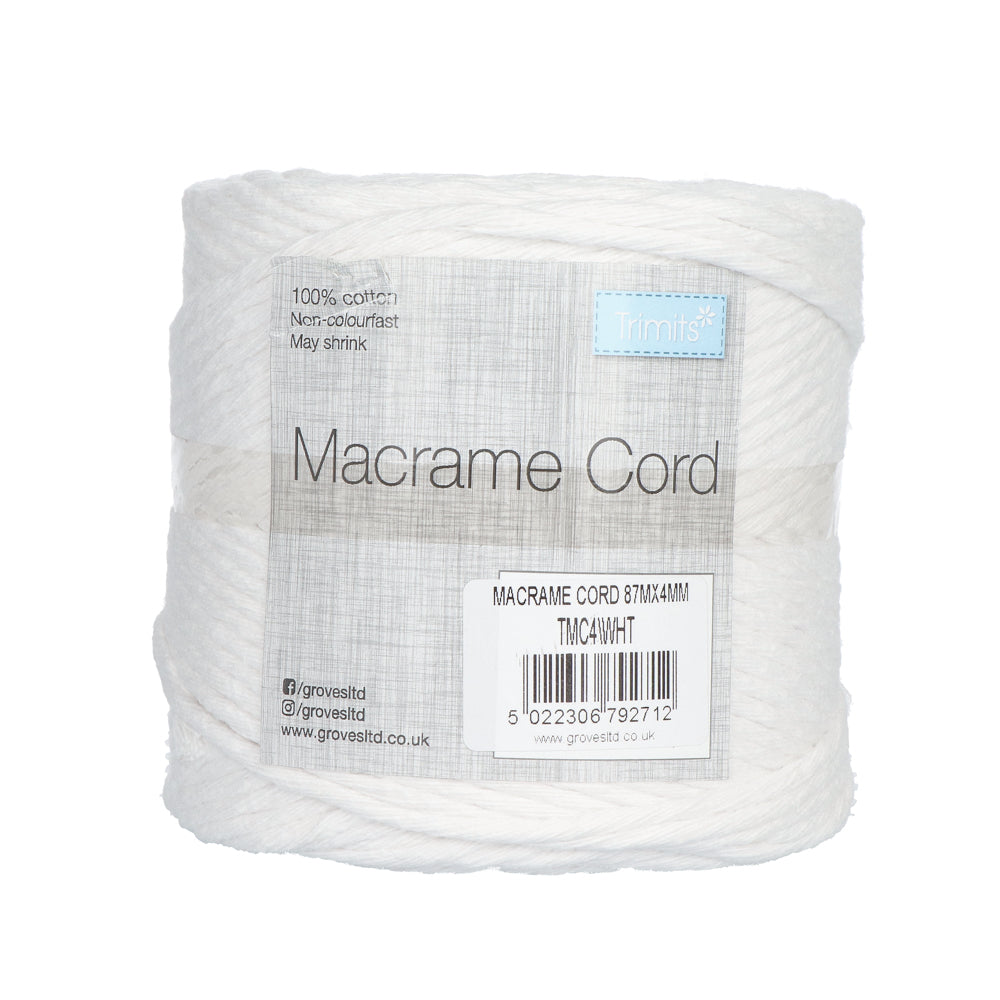 Trimits Macramé Cord Cotton 87m x 4mm 13 White