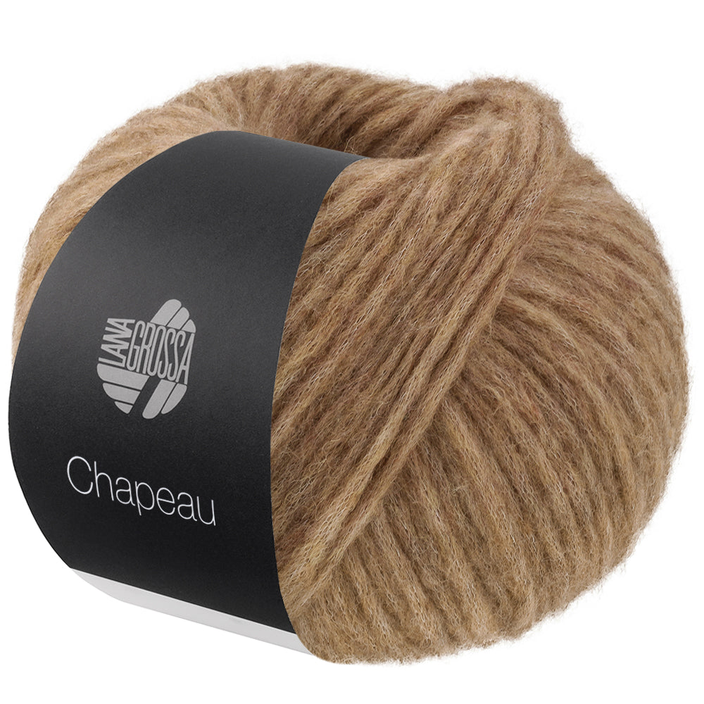 Lana Grossa Chapeau 017 Camel - bol zacht volumegaren met zwarte Lana Grossa banderol