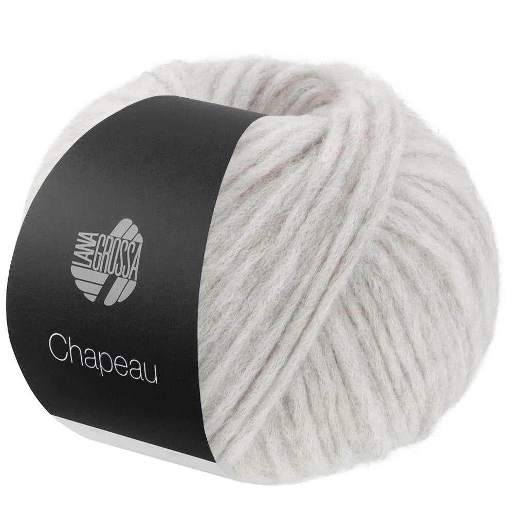 Lana Grossa Chapeau 019 Lichtgrijs - bol zacht volumegaren met zwarte Lana Grossa banderol