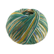 Lana Grossa Cool Wool 4 Socks Print 3 7204 Opaalgroen/mosterdgeel/noga/wit/jeansblauw