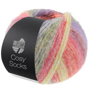 Lana Grossa Cosy Socks Dream 251 Terracotta / Mosterd / Donkergrijs / Blauwviolet / Lila / Donkerrood / Rood - productfoto van de bol sokkengaren