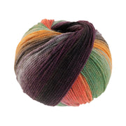 Lana Grossa Farfalla 0009 Oranje/Mint/Grijs/Groen/Donker/Zwartgroen/Roest/Fuchsia/Bramen/Grijsblauw