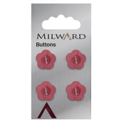 Milward Bloem Knoop Donkerroze 15mm (4 stuks)
