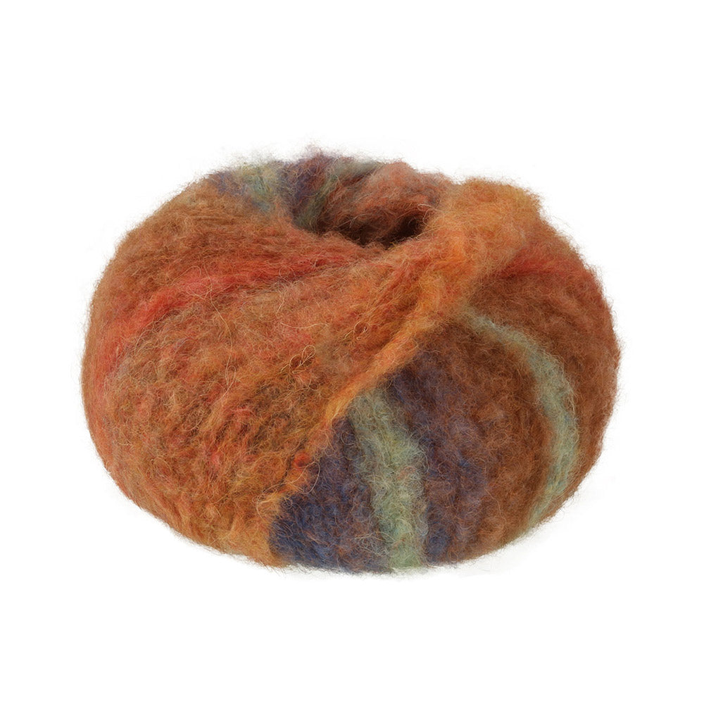 Lana Grossa Gigante Multi 104 Camel,Chocoladebruin,Oranje,Mintturquoise,Mosterdgeel,Oker,Grijsbruin,Roest