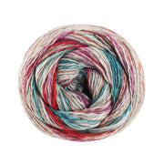 Lana Grossa Gomitolo California 3048 Zilver-/Donkergrijs/Petrol/Roestrood/Fuchsia/Oudroze