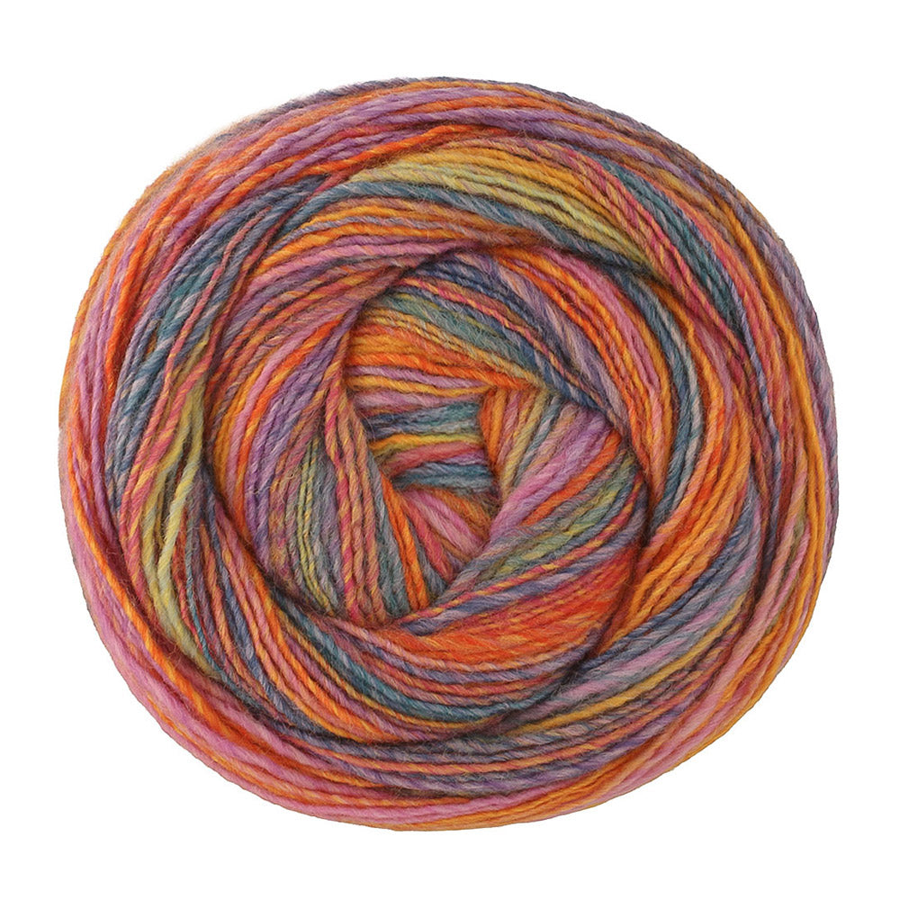Lana Grossa Gomitolo Disegno 523 Lila/Pistache/Roze/Roodoranje/Oranje/Petrol/Jeansblauw - bol garen