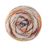 Lana Grossa Gomitolo Hippie 3035 Oranje/Zwarte Bes/Natuur/Paarsblauw/Lichtgroen/Limoen