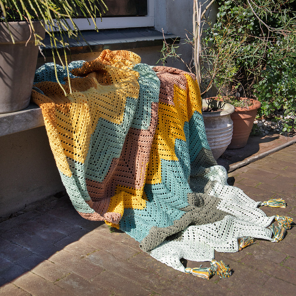 Brede Zigzag deken Haakpakket groen