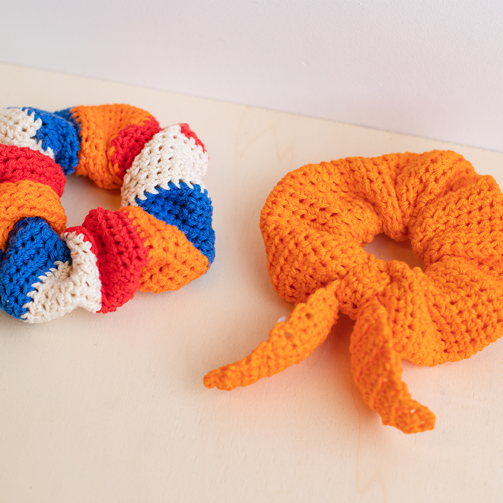 Scrunchies — gemaakt met Haakpatroon Scrunchie Koningsdag Oranje (2)