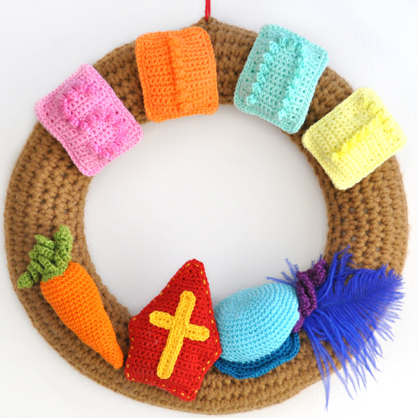 Krans — gemaakt met Haakpatroon Sinterklaas krans