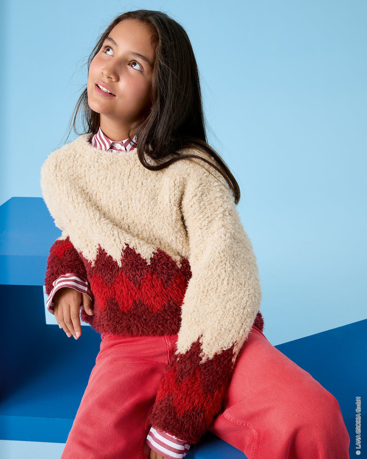 Lana Grossa Kids Nr. 15 model 1 - trui met Pelliccia - sfeerfoto 3