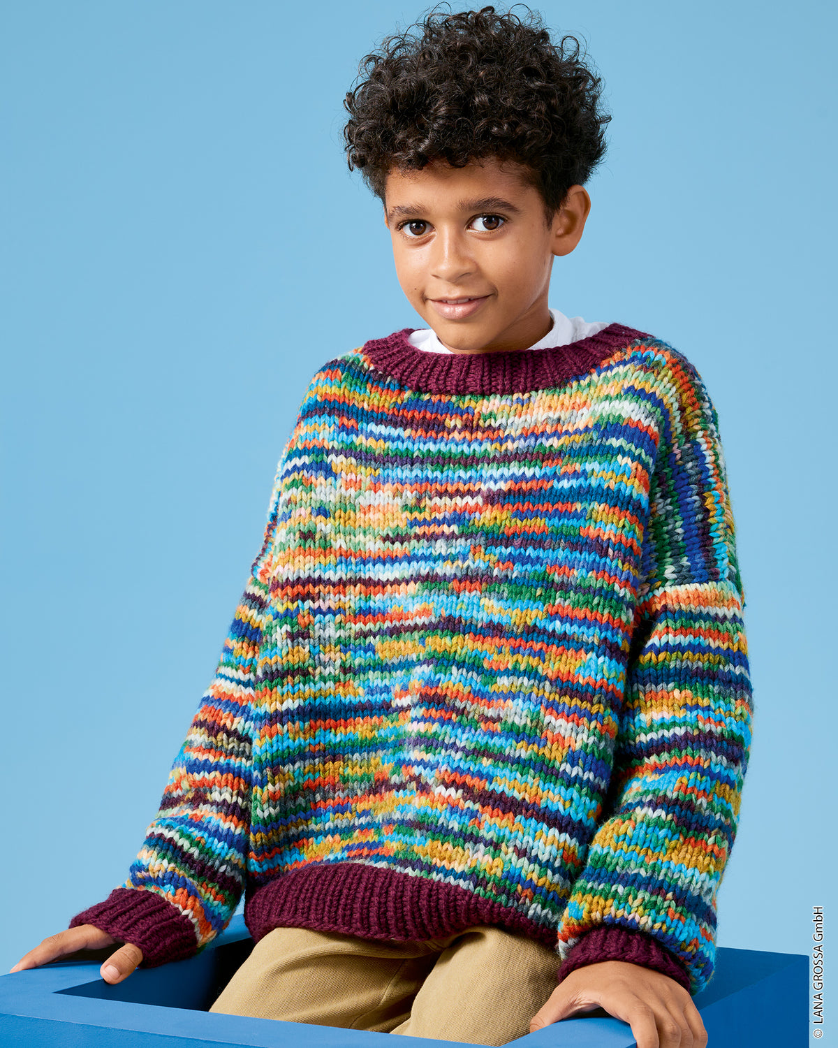 Lana Grossa Kids Nr. 15 model 26 - trui met Cool Merino Big en Crazy - sfeerfoto 3