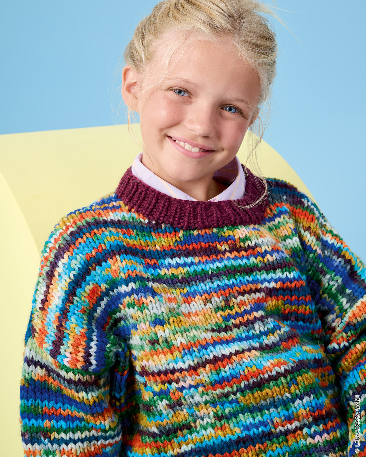 Lana Grossa Kids Nr. 15 model 26 - trui met Cool Merino Big en Crazy - sfeerfoto 6