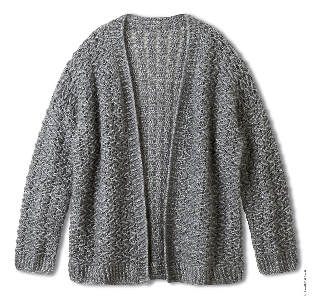 Productfoto van cardigan gemaakt met Lana Grossa Filo di Gio en Brigitte Silkdream - Classici 31 model 41